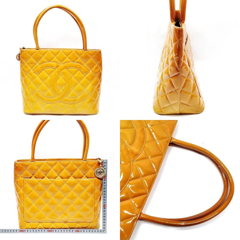 Auth Chanel Hand Bag Enamel Yellow #26809C46 - Picture 11 of 15